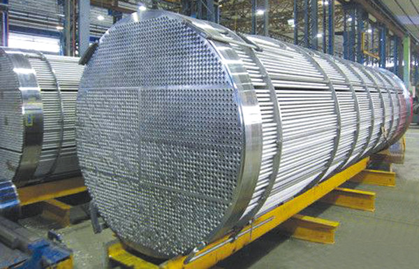 A heat exhanger made of TP316L welded tubes.